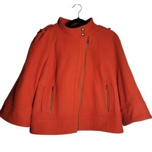 Tribal Wool Jacket Womens 10 kimono sleeve Front zip Burnt Orange Short Fall